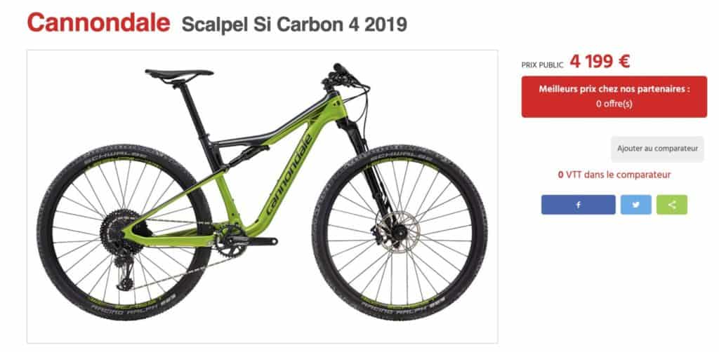 For sale used cross country carbon mountain bike Cannondale Scalpel Si Carbon 4 2019