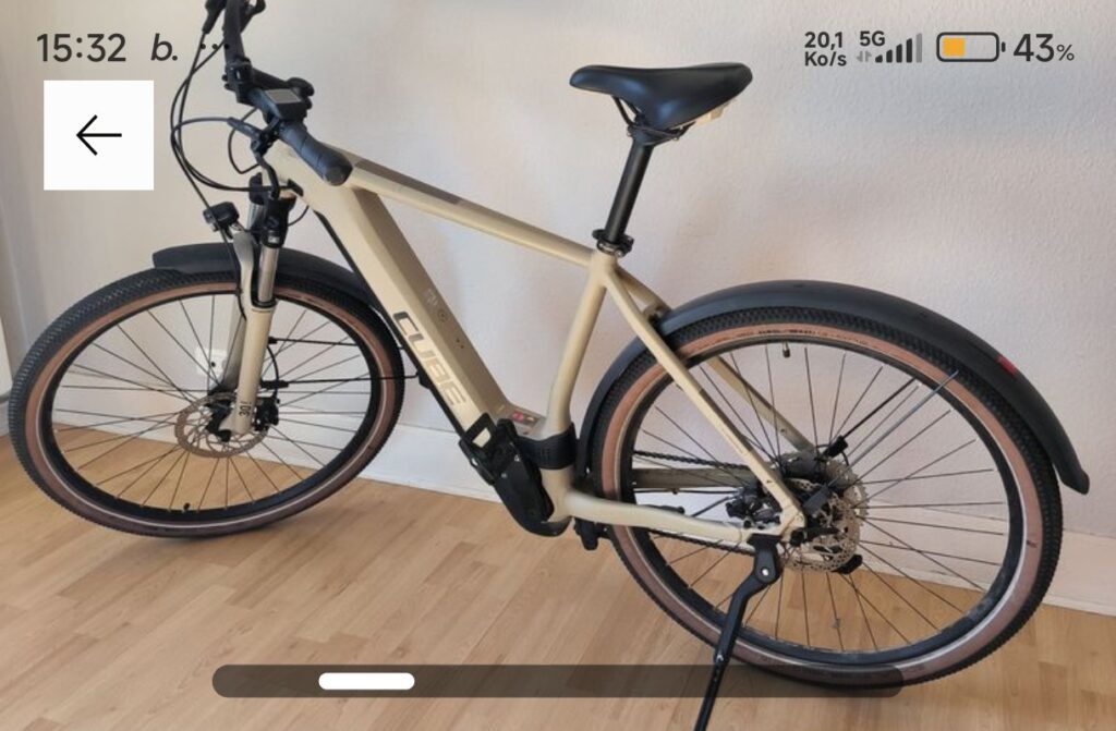 A vendre VTC électrique occasion Cube Nuride hybride pro desert 625 de 2022.